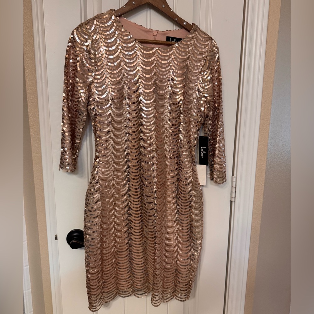 Lulu’s L Sequin Dress in Rose Gold